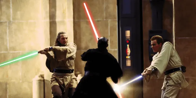 Duel sur Naboo : Qui-Gon, Obi-Wan et Dark Maul